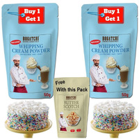 BOGATCHI Whipping cream for cake, Whipping Cream Powder, Premium Whipping cream Powder, Rich Whipping cream, Whipped Cream|FREE One Extra Whipping Cream Powder(50g)+Butterscotch Nuts(25g)