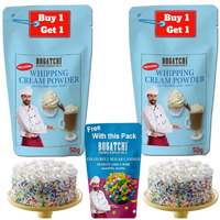 BOGATCHI Whipping cream for cake, Whipping Cream Powder, Premium Whipping cream Powder, Rich Whipping cream, Whipped Cream|FREE One Extra Whipping Cream Powder(50g)+ Colorful Candies (20g)