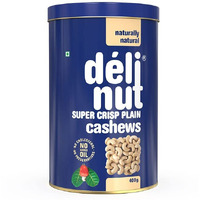Delinut Dry Roasted Cashews | Plain and Flavoured Cashews (Plain, 400 gm)