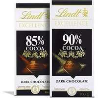 LINDT Excellence Dark 85% Cocoa Chocolate Bar and LINDT Excellence Dark 90% Cocoa Chocolate Bar | Pack of 2 | 100gm