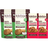 KIKIBIX Coconut & Cranberry Oats Cookies Combo|No Maida, No Refined Sugar|Tasty & Healthy Snacks|With Millets & Organic Jaggery|Multi-Grain, Protein Digestive Biscuit|(130 Gm X 2 + 80 Gm X 2)