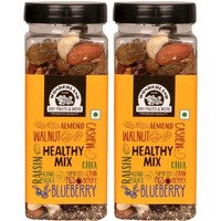 Wonderland Foods Premium Healthy Mix 400g (200gX2) Jar | 10 in 1 Pack Contains Blueberries, Cranberries, Dried Anjeer, Dried Kiwi, Chia Seeds, Pumpkin Seeds, Almonds, Cashews, Raisins, Walnut