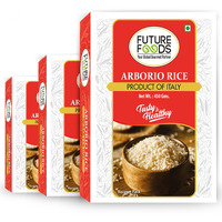 Future Foods Arborio Rice | Fat Free | Creamy Texture & Nutty Aroma | | Rich in Vitamin & Minerals | Product of Italy | Use to make Rissotto | 450g (Pack of 3)