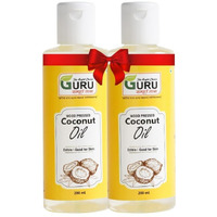 GURU Wood Pressed Coconut Oil - 400 ml | Kolhu/Kacchi Ghani | Natural | Chemical-Free | A1 grade real | Wood Pressed | Cold Pressed Coconut Oil for Cooking & Multipurpose Usage