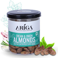 Ariga Foods Roasted Almonds Cream & Onion Flavoured Badam - Bold Size Rich in Protein and Increase Stamina | Real Nuts | Whole Natural Badam Dry Fruits (Pet Can 200g)