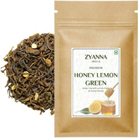 Zyanna Honey Lemon Green Tea - Premium Indian Loose Leaf Green Tea (3.53oz-100g-50 Cups) Green Tea with Honey Extract & Lemon Peels - 100% Natural, Refreshing