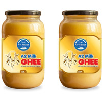 Go Amrut A2 Bilona Desi Cow Ghee - Vedic Bilona Method - Traditional Curd Churned - Organically Made A2 Cow Ghee - Grass Fed Gir Cow Ghee - Premium Desi Cow Ghee - Glass Jar (1000 ML - PACK OF 2)