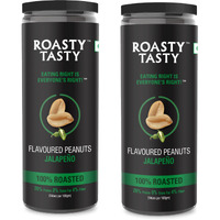 Roasty Tasty Premium Jalapeno Flavour Roasted Peanuts | Healthy Snacks | Rich in Protein & Fibre | Roasted, Not Fried Snacks | Healthy Food | Gluten Free, Zero Cholesterol | Namkeen Peanuts | Crunchy Masala Peanuts | Pack of 2 (150g each)