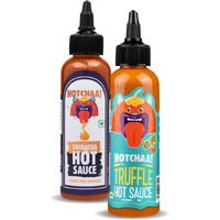 HOTCHAA Dynamic Duo Combo of 2 Truffle Hot Sauce & Sriracha Hot Sauce (150g Each) Spicy & Umami Truffle and Hot & Tangy Sriracha Hot Sauces, Small batch Vegan NO MSG