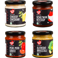 Saucy Affair Sauces|Cheese Sauce|Schezwan Sauce|Peri Peri Sauce|Alfredo Broccoli Sauce|Sauce Combos (The I Cant Resist Combo), 1.5 Kg