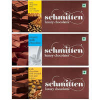 Schmitten Selected Premium Assorted Milk Chocolates Bar Combo Packs Of Creamy Milk, Roasted Nuts With Raisins, And Crunchy Rice Crispies, 150Gm (3X50Gm Each)