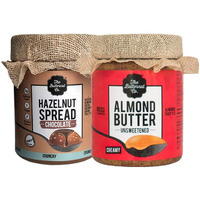 The Butternut Co. Almond Butter Unsweetened Creamy & Chocolate Hazelnut Spread Crunchy, 200 gm each - Pack of 2 (No Added Sugar, Vegan, High Protein, Keto)