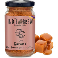 Indie Brew Caramel Instant coffee powder, 100% Arabica coffee, Freeze dried flavoured coffee, No Added Sugar, Low Calorie, Stay energetic throughout the day | coffee 50g | Makes 25 bold cups