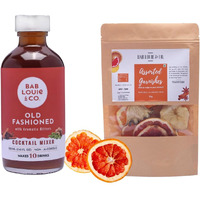 Bab Louie & Co. Assorted Garnishes with Old Fashioned Cocktail Mixer for Whiskey, Bourbon, Rum, Makes 7 Drinks, Combo Pack of 2 (50g Garnishes & 220 ML Mixer)