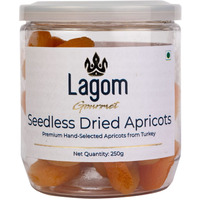 Lagom Gourmet Seedless Dried Apricots 250g | Sun Dried | No Added Sugar | Gluten Free | Vegan | Plant Based | Non GMO | Turkish Apricots Dry Fruits | Dry Apricots | Dried Apricots