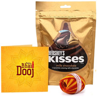 TIED RIBBONS Bhai Dooj Gift Set for Brother with Hershey Kisses Chocolates Greeting Card Hamper