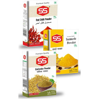 SS MASALAS Powdered Spices Combo Pack Of 3 Pure Red Chilli Powder, Turmeric Powder And Coriander Powder, 80 Grams Each