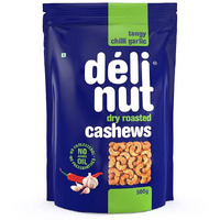 Delinut Dry Roasted Cashews | Plain and Flavoured Cashews (Chilli and Garlic, 500 gm)