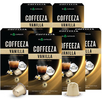 Coffeeza Vanilla Flavoured Coffee Capsules, Intensity - 6 |Aluminium Coffee Pods |100% Arabica Coffee | |Box of 6 (60 Capsules)