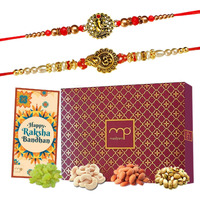 Maalpani Multicolor Thread and Beads Rakhi Set - Roli Mauli, Dry fruit For Bhaiya (Men/Boy)
