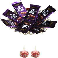 SFU E Com Designer Diya with Dairy Milk Chocolate Tray Gift for Diwali