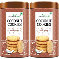 NourishVitals Coconut Cookies, Heavenly Bites, Source of Protein, Crunchy Delights, Genius Snack, 120g x Pack Of 2