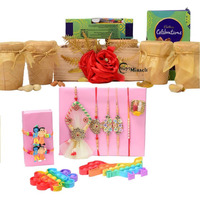 NUTRI MIRACLE Rakhi Warmth Edible Cups & Nut Indulgences | Dry Fruits & Chocolates Gift Hamper for Brother, Kids, Toys, 7 Rakhis, Tika