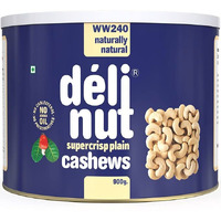Delinut Dry Roasted Cashews | Plain and Flavoured Cashews (Plain, 900 gm)