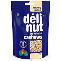 Delinut Dry Roasted Cashews | Plain and Flavoured Cashews (Plain, 80 gm)