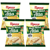 Manna Multigrain Atta/Multi Millet Atta 4Kgs (with Siridhanya Flour) | Certified Low GI Wheat Flour with 25% Millets | High Protein & Fibre | Diabetic Friendly | For Weight Loss