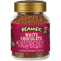 Beanies The Flavour Co Beanies | Instant Flavoured Coffee | White Chocolate & Raspberry | Low Calorie, Sugar Free | 50 Gram| Pack Of 1, Jar