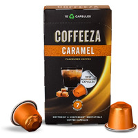 Coffeeza Caramel Flavoured Coffee Capsules, Intensity -7 | Aluminium Coffee Pods |100% Arabica Coffee | Box of 6 (60 Capsules) | Brew Cold/Hot Coffee