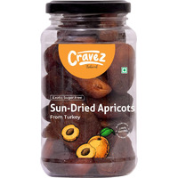 Cravez Sun-Dried Seedless Apricots - 250G, Khumani Premium Dried Apricots | No Added Sugar, Gluten-Free, Sodium-Free | Sweet Dry Fruits | No Preservatives | No Additives | Healthy Snacks