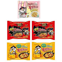 Sam Yang Buldak 2X Spicy Noodles 2 & Buldak Cheese Spicy Noodles 2 &Cream Carbonora 1 Noodles (Pack of 5) (700 grams) (Imported) Instant Noodles Non-vegetarian (5x140 grams)(Combo Pack)