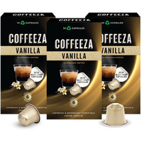 Coffeeza Vanilla Flavoured Coffee Capsules, Intensity - 6 |Aluminium Coffee Pods |100% Arabica Coffee | Box of 3 (30 Capsules)