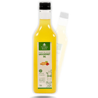Parampara Naturals Groundnut Oil Wood Pressed Unrefined Edible for Cooking Cold Pressed Mungfalli Tel Pure & Natural Kacchi Ghani/Chekku Sing Tel Wooden Churner Extraction 1 Litre