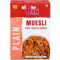 8AM Muesli Honey, Raisins & Almonds, 425 gm | Sweetened with Natural Honey | Contain Seeds, Dry Fruits, Nuts, Multigrain Breakfast Cereal, Protein & Fiber Rich Tasty, Nutritious and Healthy Snacks