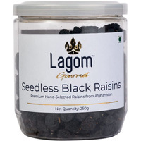 Lagom Gourmet Seedless Black Raisins 250g | All Natural | No Preservatives | No Added Sugar | Gluten Free | Vegan | Plant Based | Non GMO | Raisins Dry Fruit | Kismis | Kishmish