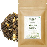 ZYANNA Jasmine Green Tea - Premium Darjeeling Green Tea With Natural Jasmine Buds- Floral Whole Leaf Loose Green Tea (100 gram-50 Cups) Perfect For Jasmine Tea Lovers