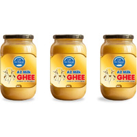 Go Amrut A2 Bilona Desi Cow Ghee - Vedic Bilona Method - Traditional Curd Churned - Organically Made A2 Cow Ghee - Grass Fed Gir Cow Ghee - Premium Desi Cow Ghee - Glass Jar (500 ML - PACK OF 3)