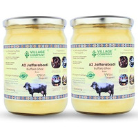Village Company A2 Buffalo Desi Ghee 500ML Pack of 2 | Ghee Vedic Bilona Method | Organic Pure Natural | Two Way Curd Churned - Best Farm Fresh Grass Fed Cattle Milk | India Lab Certified | Glass Jar