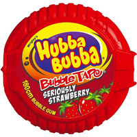Wrigleys Hubba Bubba Bubble Tape Seriously Strawberry Bubble Gum, 2 oz / 56.7 g