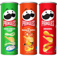 Kelloggs Pringles Original + Sour Cream & Onion + Desi Masala Tadka Flavour(107 grams each)