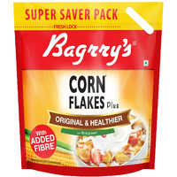 Bagrrys Corn Flakes Plus 1.2kg Pouch | Original and Healthier | Low Fat & Cholesterol | High Fibre | Deliciously Crunchy | All Natural CornFlakes | Breakfast Cereal
