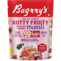 Bagrrys Crunchy Nutty Fruity Muesli with Seed & Berries 425gm Pouch | 89% Fruit, nuts,Grains & Seeds| No artificial Colours