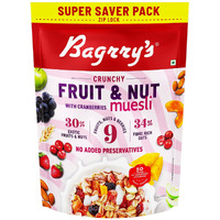 Bagrrys Crunchy Muesli With 30% Fruit & Nut Cranberries 750gm Pouch |34% Fibre Rich Oats|No Sugar Infused Fruits|Real Fruits|Breakfast Cereal|Protein Rich|Cranberry Muesli