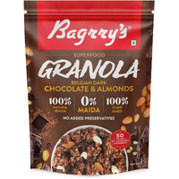 Bagrrys Superfood Granola Belgian Dark Chocolate & Almonds 400gm Pouch|40% Oats & Quinoa Flakes| 100% Natural Cocoa|Vegan & Plant Based|High in Fibre & Protein|Breakfast Cereal|Crunchy Granola
