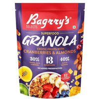 Bagrrys Superfood Granola Exotic Fruits with Cranberries & Almonds 400gm Pouch | 30% Fruit & Nut | 40% Oats & Quinoa | Breakfast Cereals