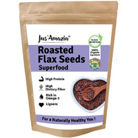 Jus Amazin Organic Roasted Flax Seeds (1Kg) | Hi Fiber | Omega-3 | Heart Health | Weight Loss | Cholesterol Management | Hi Protein | 100% Natural | Clean Nutrition