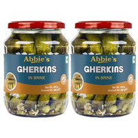 Abbies Gherkins Big in Brine, 680g, Pack of 2 Ready to Eat | Zero Fat Crunchy Pickle | Perfect Topping for Pizza, Pasta, Sandwich, Burger, Salad , Snacks and More |